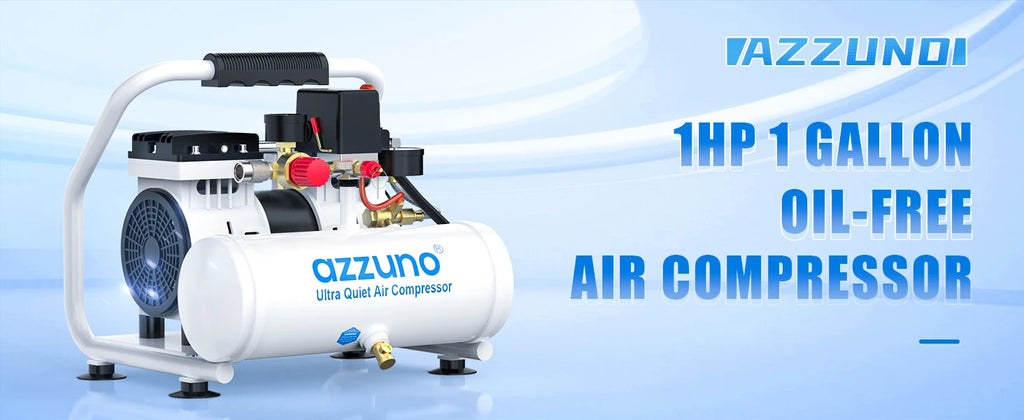 AZZUNO 500W Air Compressor Quiet Oil-free Portable Air Pump for Home Repair Tire Inflation Whisper Compressor