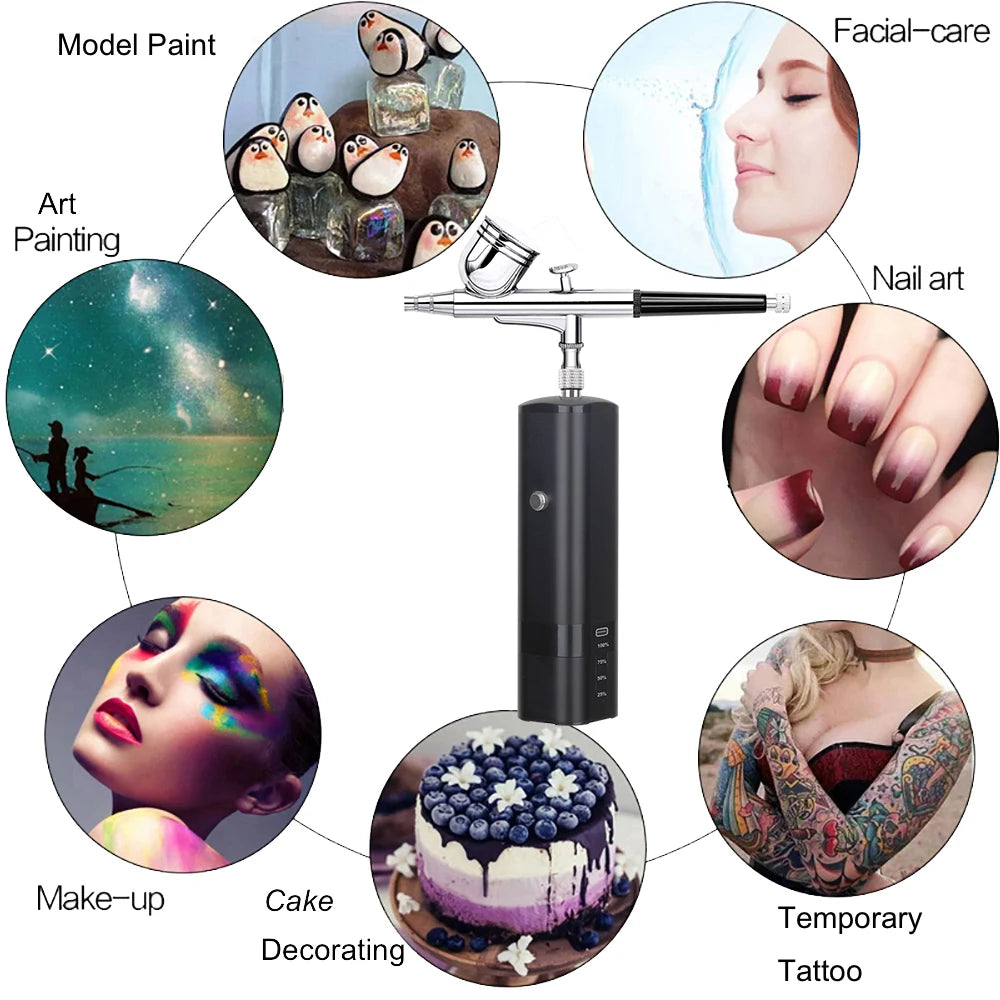 Rechargeable Wireless Cake Decoration Powerful Tools Mini Air Brush Painting Decorating Airbrush Tan Master Compressor Kits