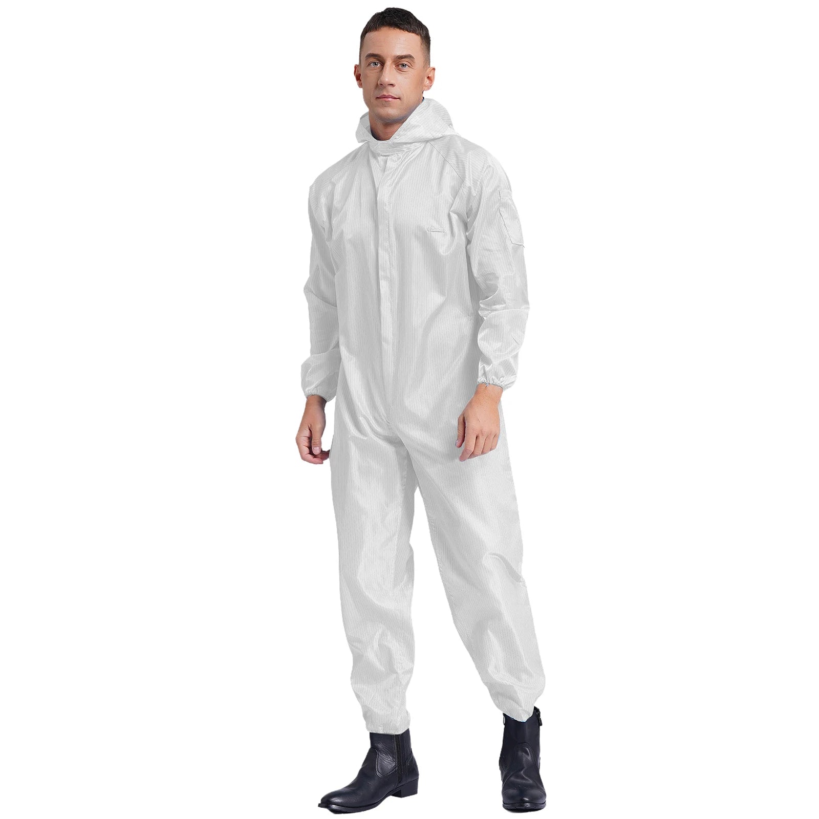 Adult Anti-Static Hooded Coverall Workshop Uniform Long Sleeve Zipper Dust-proof Overalls Jumpsuit for Lab Worker Spray Paint