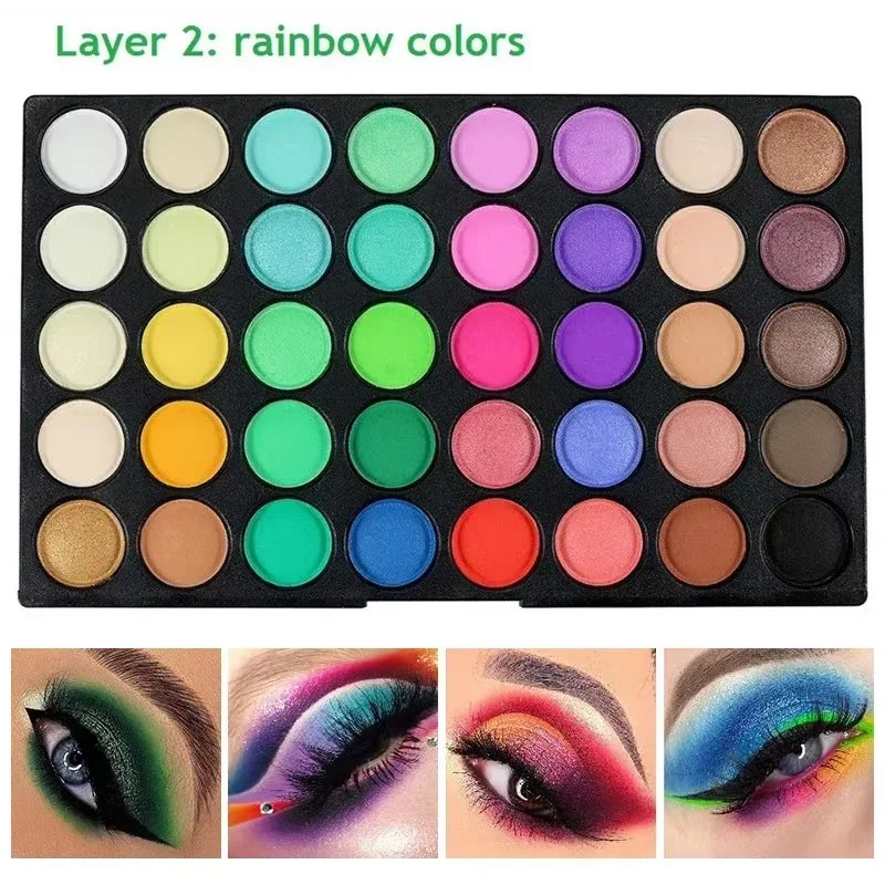 120 Color Eye Makeup,3-in-1 Eyeshadow Palette,Matte Shimmer Highly Pigmented Long Lasting Waterproof Eye Shadow for Festival