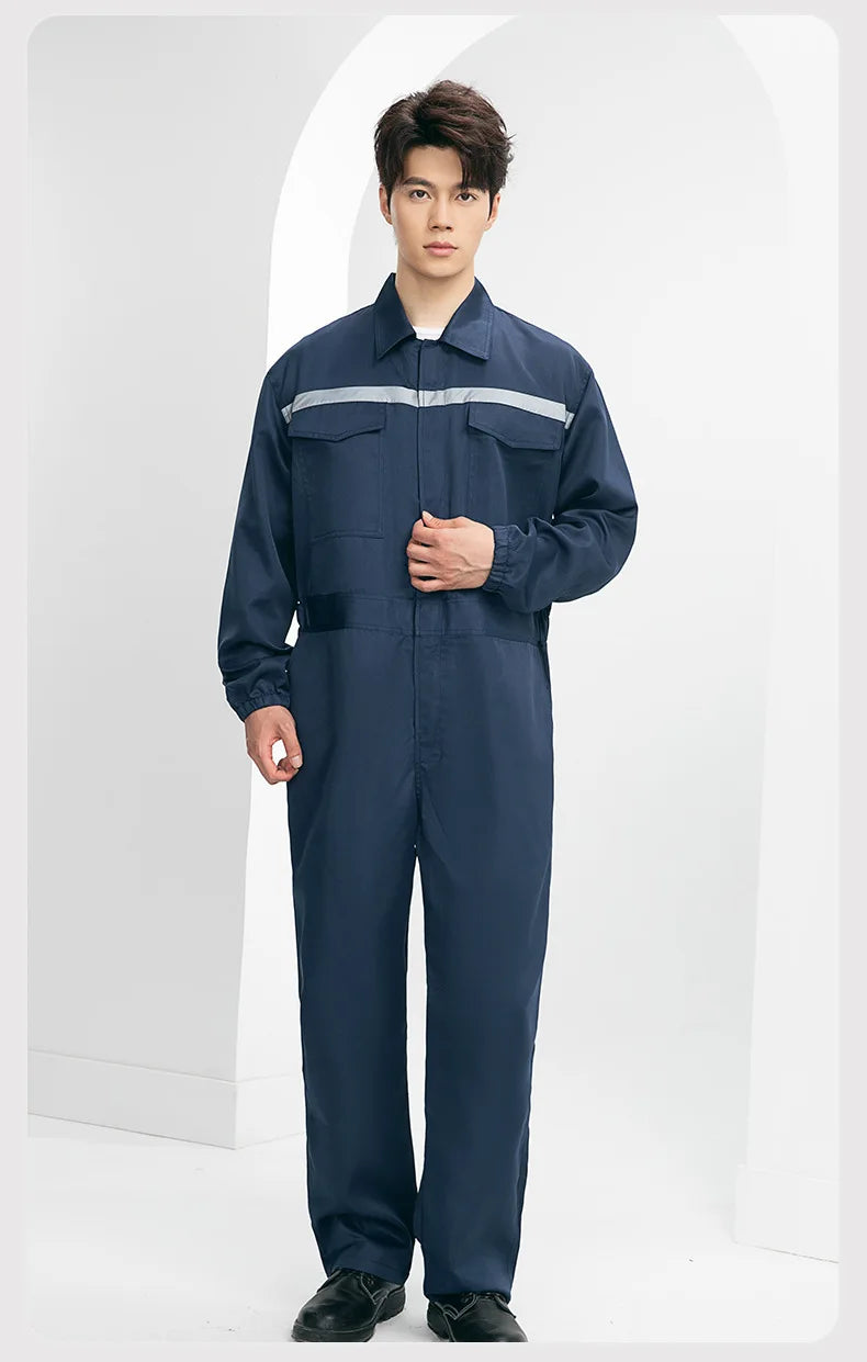 Men's reflective overalls, wear-resistant and dirt-resistant, shipyard workshop construction safety and labor protection overall