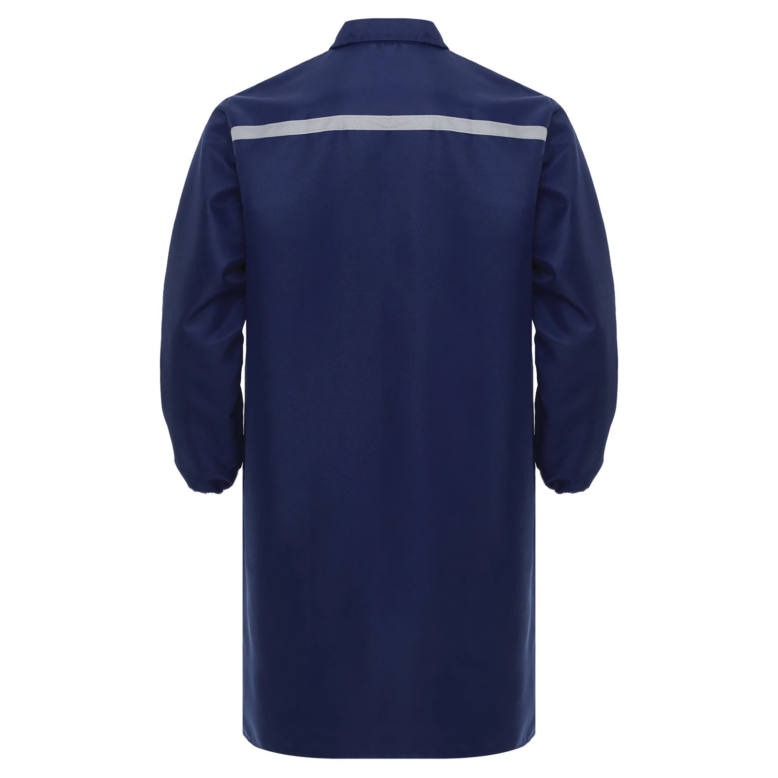 Mens Womens Factory Workshop Uniform Long Sleeve Pockets Button-up Coverall Reflective Strips Long Workwear Wear-resistant Coat