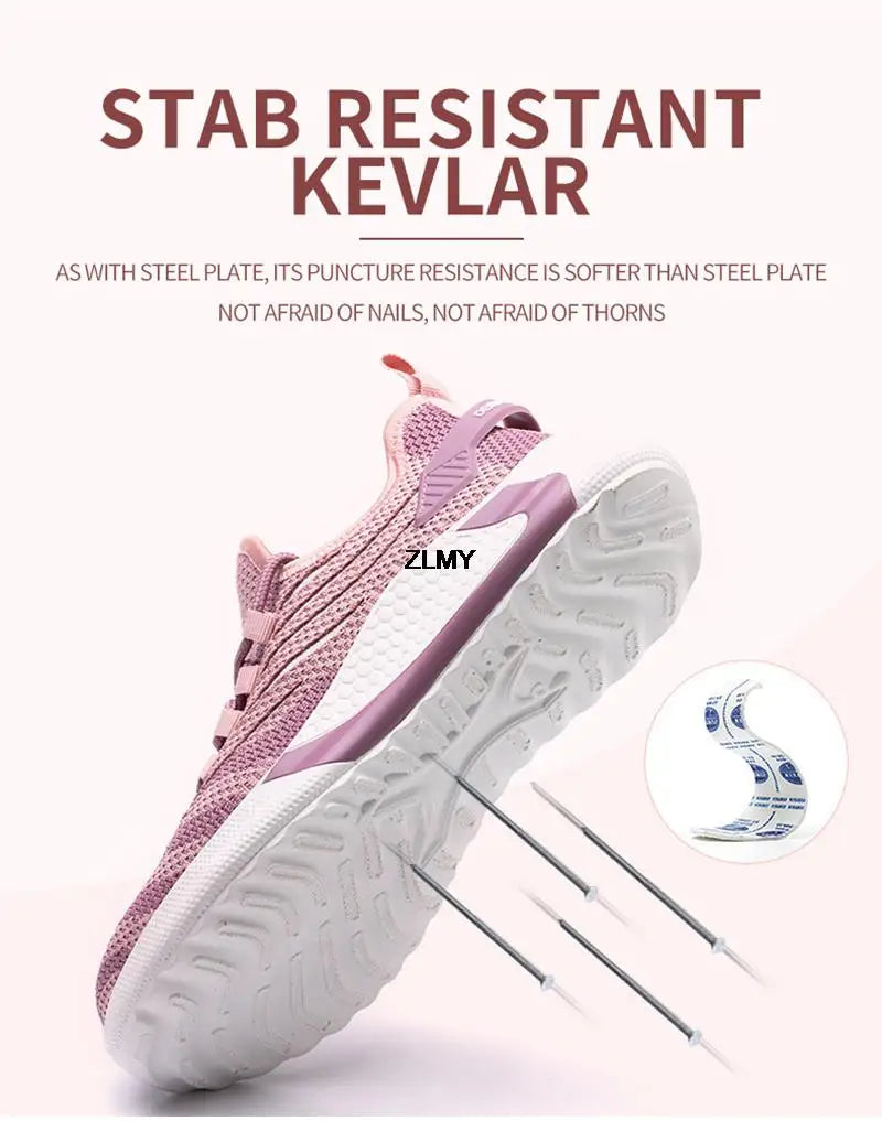Women Safety Shoes New Steel Toe Work Safety Boots Breathable Working Sneaker Lightweight Sport Work Shoes Woman Boot Industrial