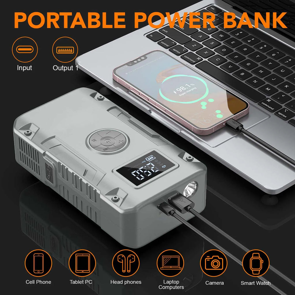 5-IN-1 Jump Starter 7000A,12V Car Battery Jump Starter with Air Compressor (Up to All Gas or 10.0L Diesel Engine)