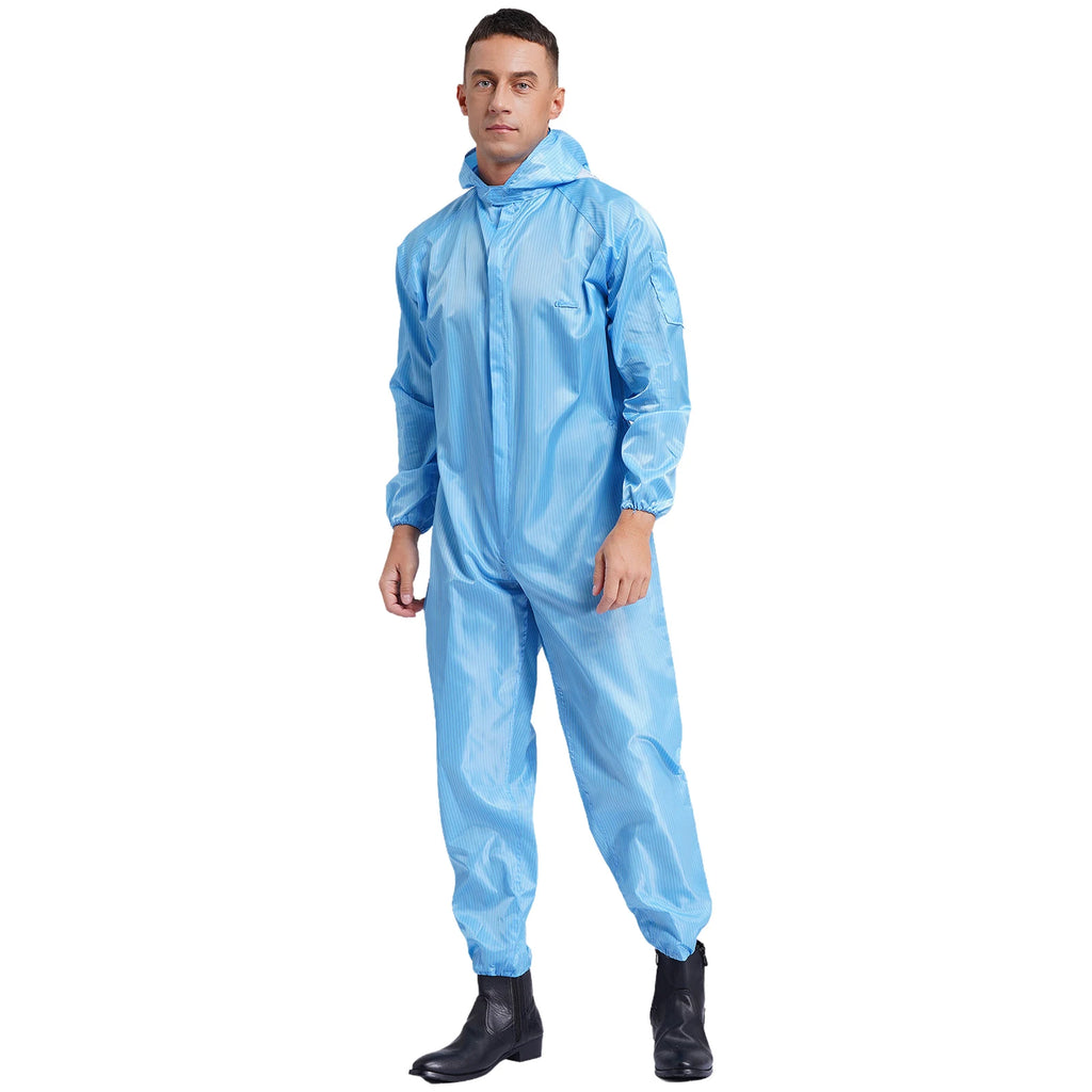 Adult Anti-Static Hooded Coverall Workshop Uniform Long Sleeve Zipper Dust-proof Overalls Jumpsuit for Lab Worker Spray Paint