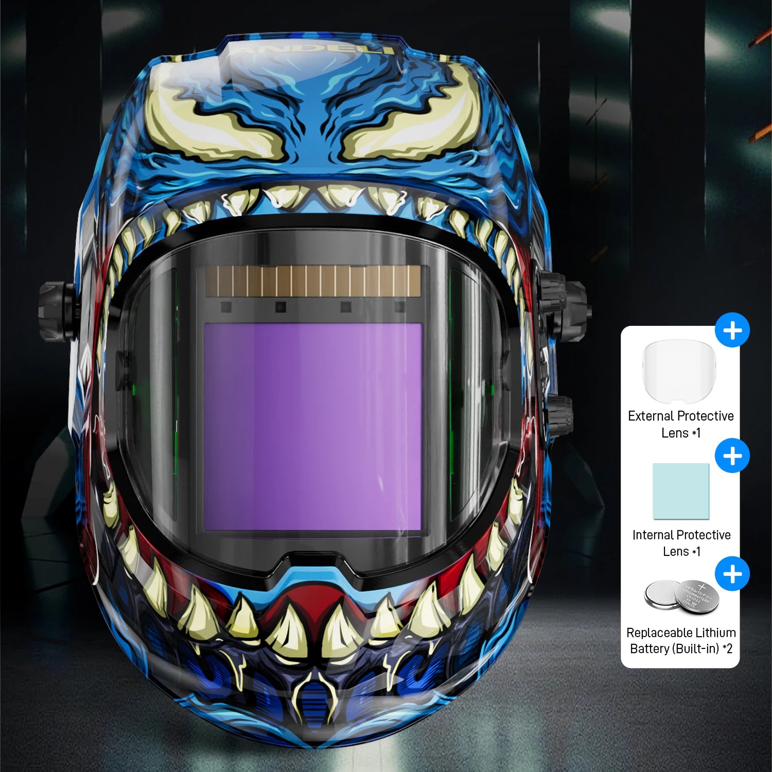 ANDELI Auto Darkening Welding Helmet Panoramic 180° View True Color 4 Arc Sensor Welding Mask for MIG MAG MMA Welder Machine