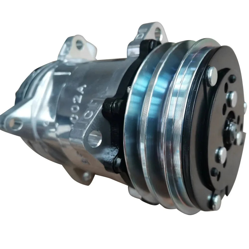 Silver AC Compressor with Silver Clutch Sanden 508 2-Groove V-Belt HC5003C