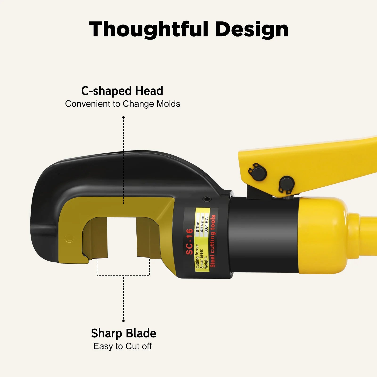 8Ton Portable Hydraulic Rebar Cutter with Toolbox, Handheld Rebar Shear for 0.16-0.63 Inch Steel Bars, No Installation