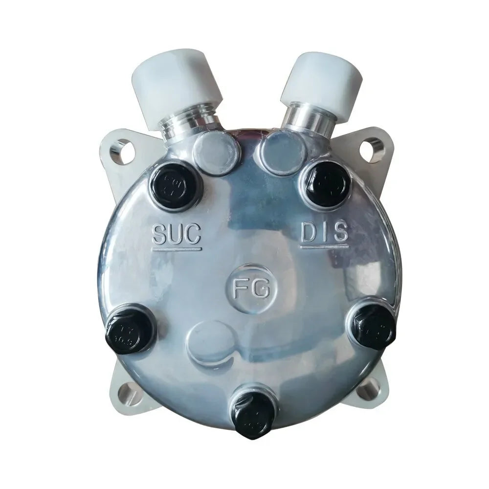 Silver AC Compressor with Silver Clutch Sanden 508 2-Groove V-Belt HC5003C