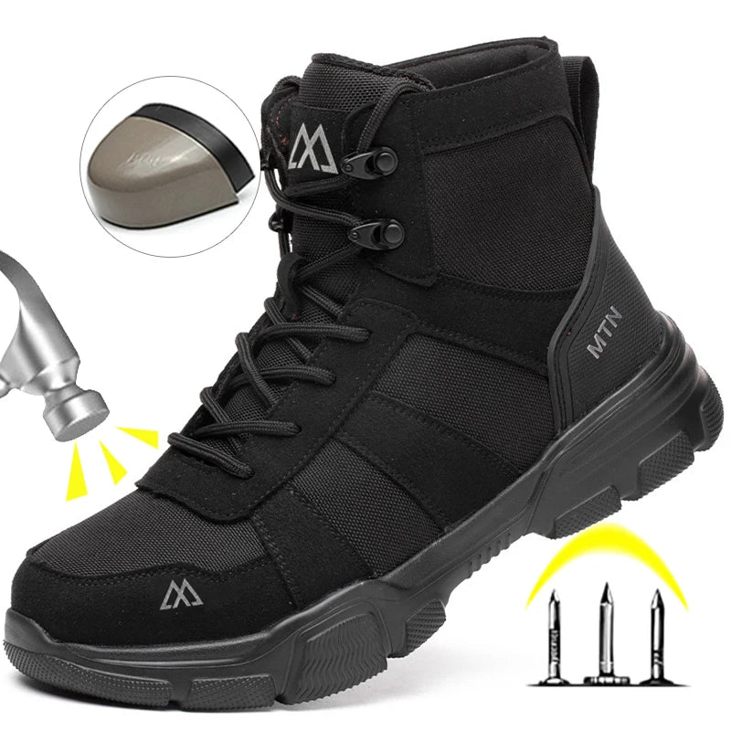Men Industrial Steel-Toe Work Shoes- Breathable Anti-Smash Protection