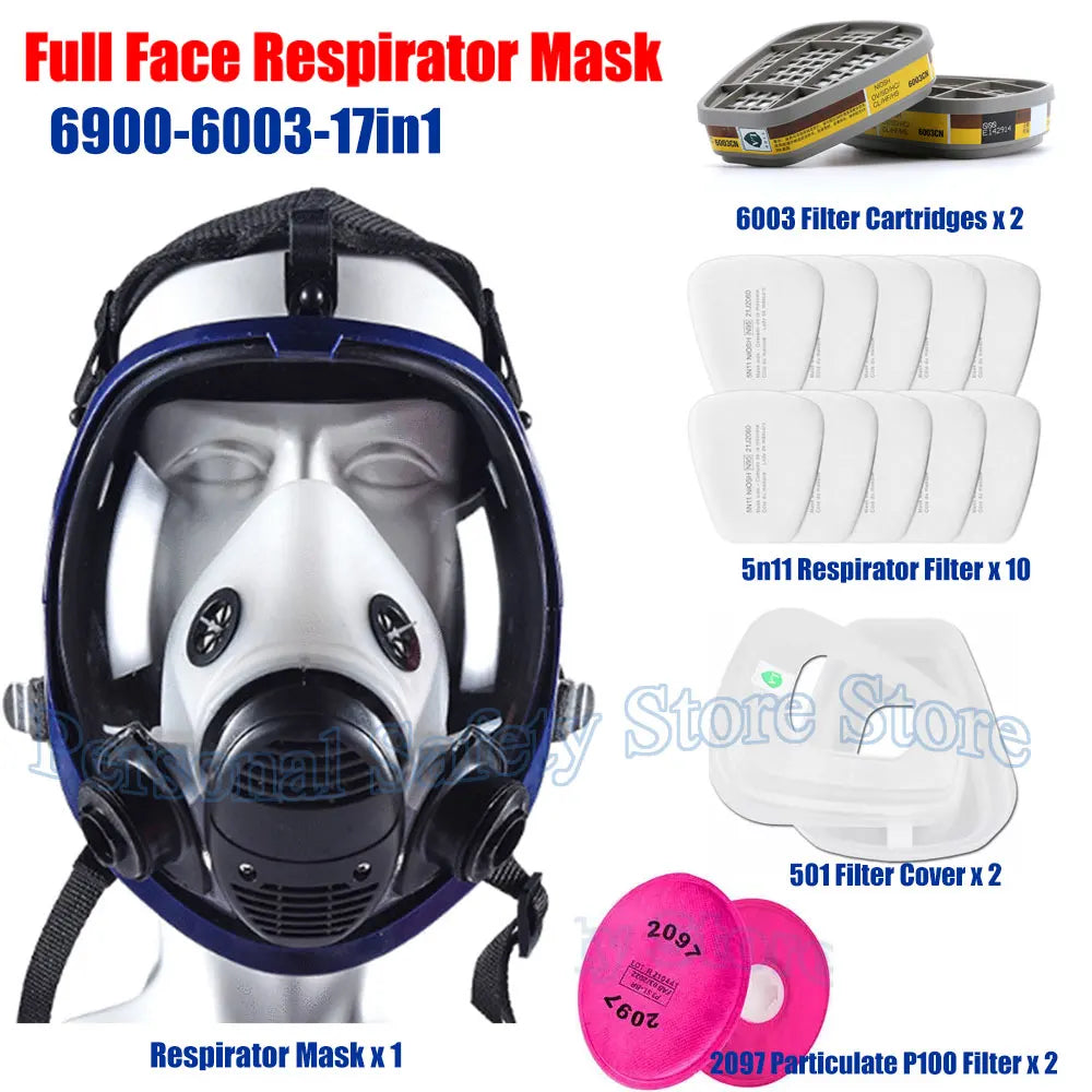 Chemical Gas Mask 6800 Dust Respirator Anti-Fog Full Face Mask Filter For Industrial Acid Gas, Welding Spray Paint Insecticide
