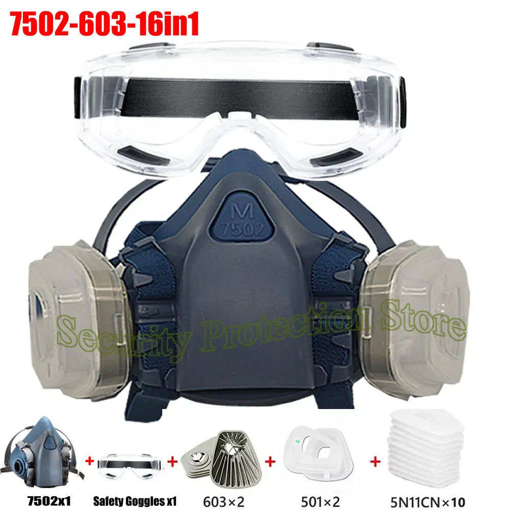 6200 7502 Gas Mask Half-face Dust Shield 5N11 Particle Filters Safety Respirator Mask Industrial Labor Paint Spray