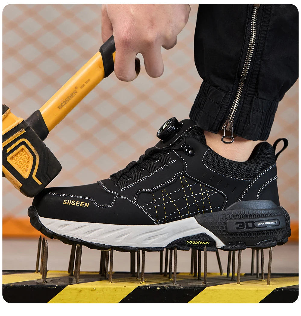 Men's Steel Toe Safety Shoes Anti-Puncture Anti-Slip Wear-Resistant Industrial Work Footwear Fashionable Men's Foot Protection