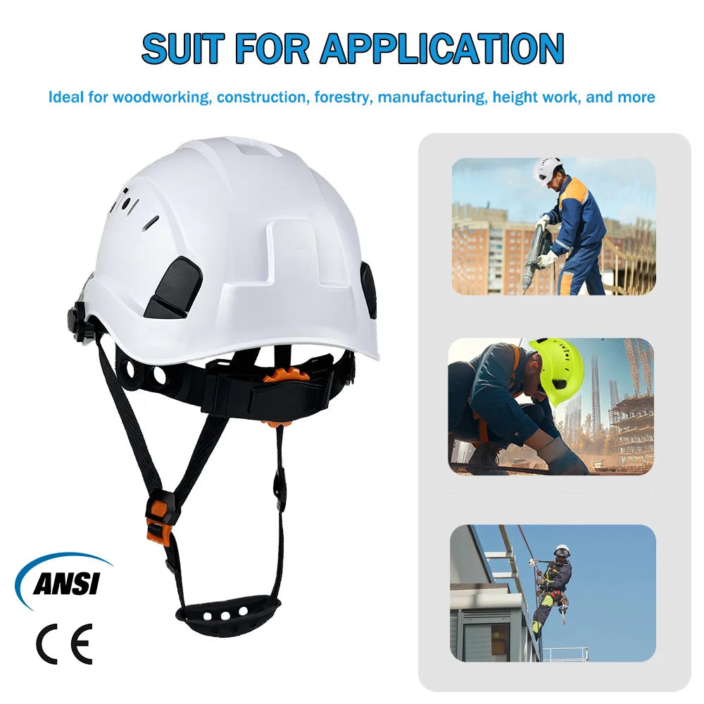 CE Safety Helmet Lightweight ABS Hard Hat w/ Adjustable Ventilation System Safety Cap Construction Working Head Protection ANSI