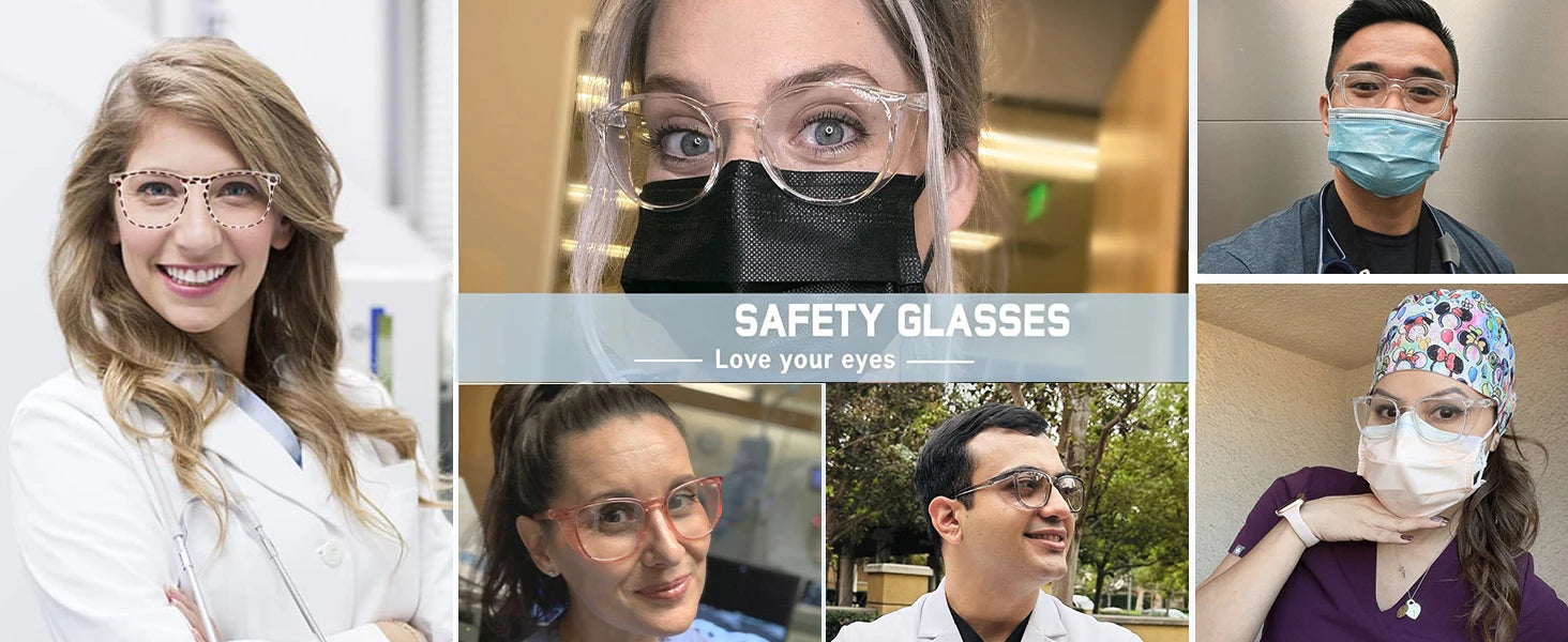 Stylish Safety Glasses Goggles, ANSI Z87+ Anti Fog Safety Goggles Blue Light Blocking Protective Eyewear for Nurses HM9
