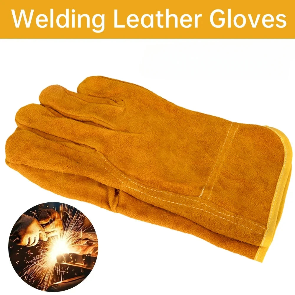 1 Pair Fireproof Durable Sheepskin Leather Welder Gloves for Welding Metal Hand Tools Anti-Heat Work Safety Gloves