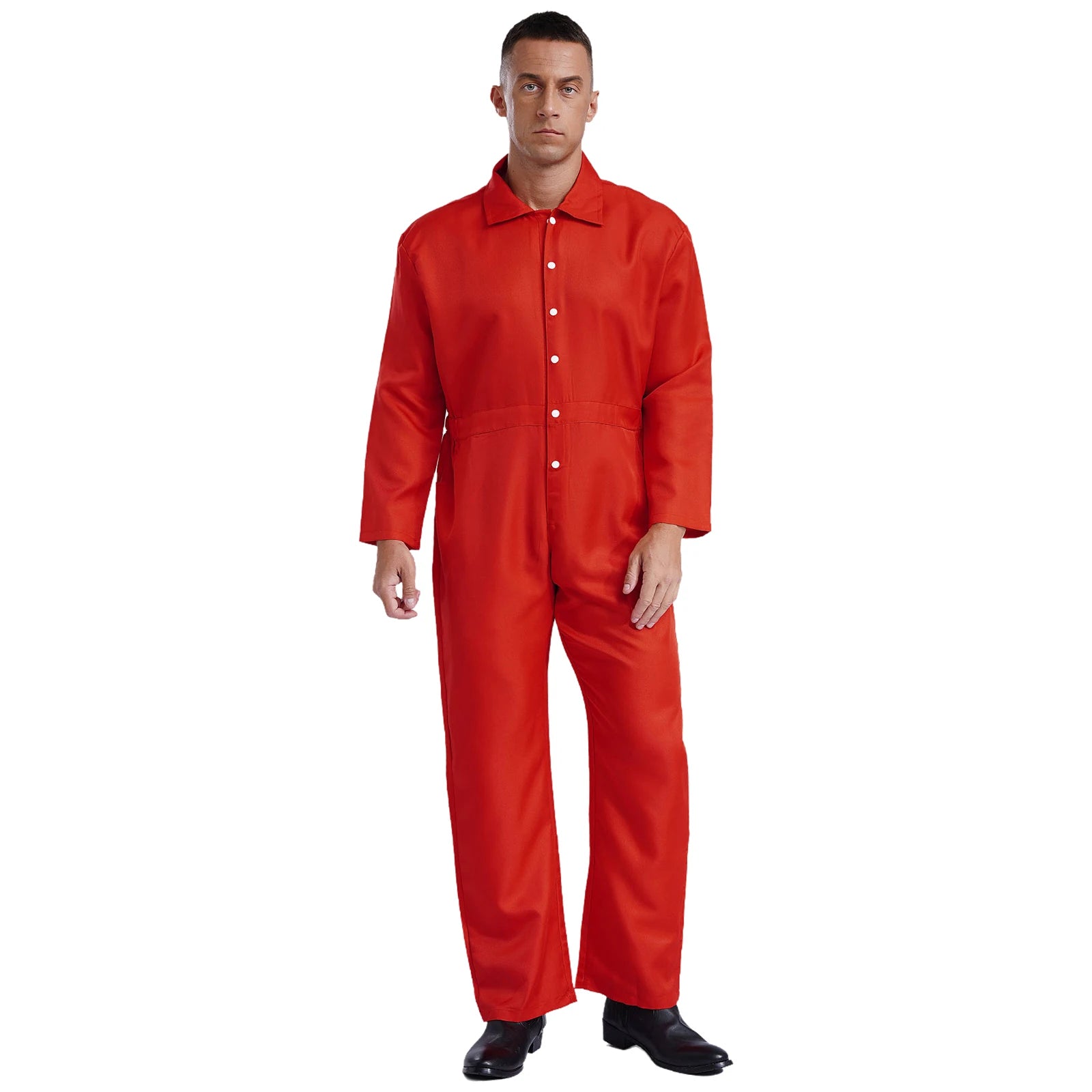 Mens Wear Button-up Work Coveralls Jumpsuit Resistant Overalls Costume Turn-down Collar Bodysuit Long Sleeve Workshops Uniforms