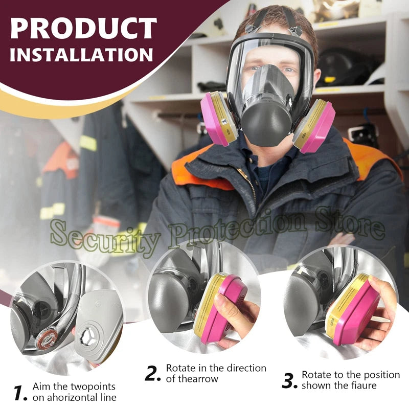 6800 Full Face Respirator Gas Paint Spray Mask with 60926 Cartridge for Painting Car Spray Epoxy Resin Dust Polishing Welding