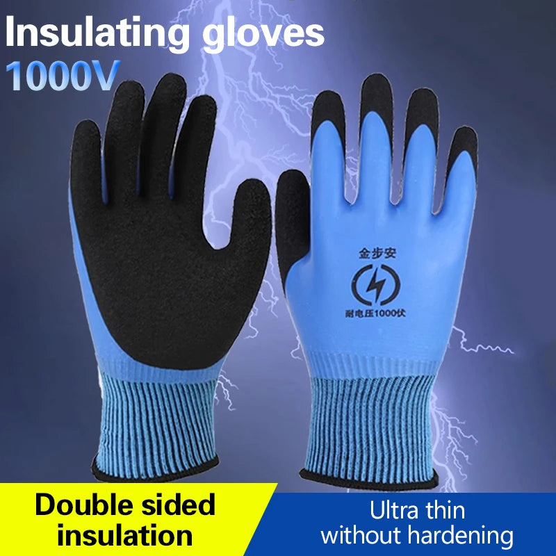 New 1 Pair Withstanding Voltage 1000V High Elasticity Glove Safety Protective Blue Electrician Insulating Gloves