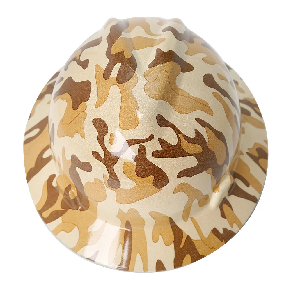 Camouflage Safety Helmet Full Brim Protective Hard Hat Outdoor Construction Sun Shade Hat High Strength Railway Metallurgy Mine