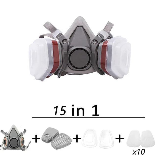 New 7in1/16in1 6200 Dust Gas Respirator Half Face Dust Mask For Painting Spraying Organic Vapor Chemical Gas Filter Work Safety