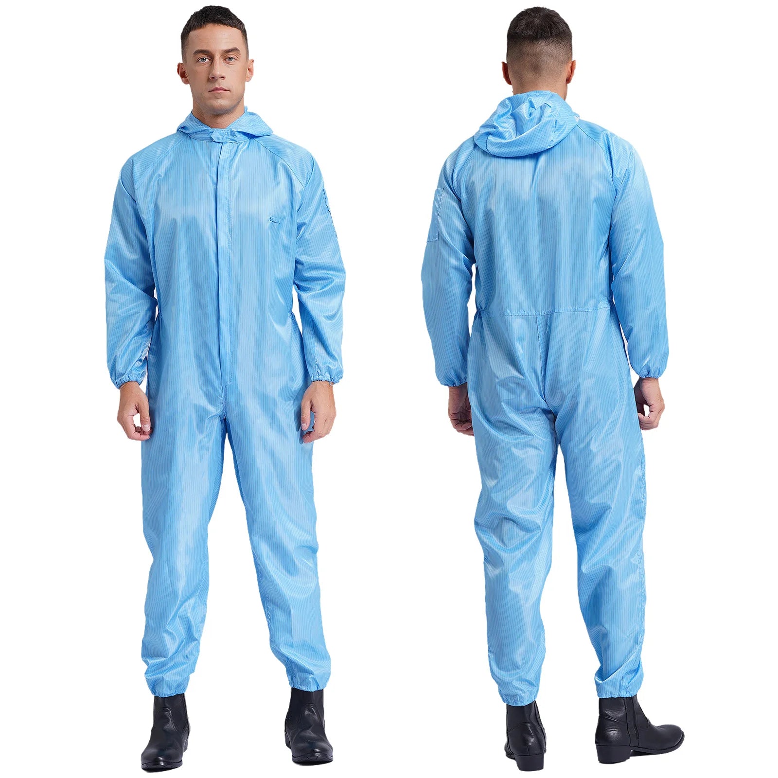 Adult Anti-Static Hooded Coverall Workshop Uniform Long Sleeve Zipper Dust-proof Overalls Jumpsuit for Lab Worker Spray Paint