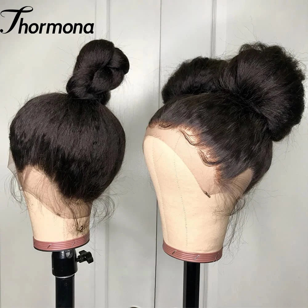 13X6 Kinky Straight Lace Front Wigs 13X4 200% Density Natural Black Yaki Lace Front Wigs For Women Synthetic Wigs Glueless