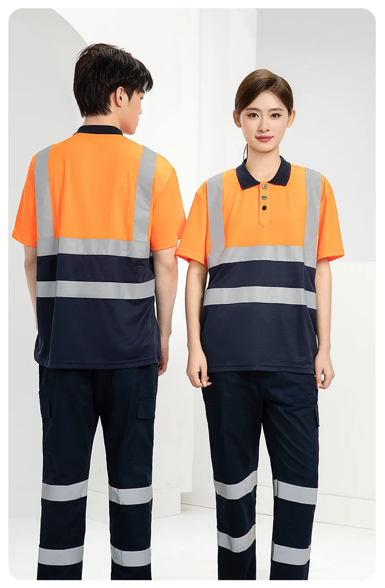 Hi Vis safety work clothes polo shirt safety Cargo pants work trousers Mechanic's repairman Working Shirt with trousers Coverall