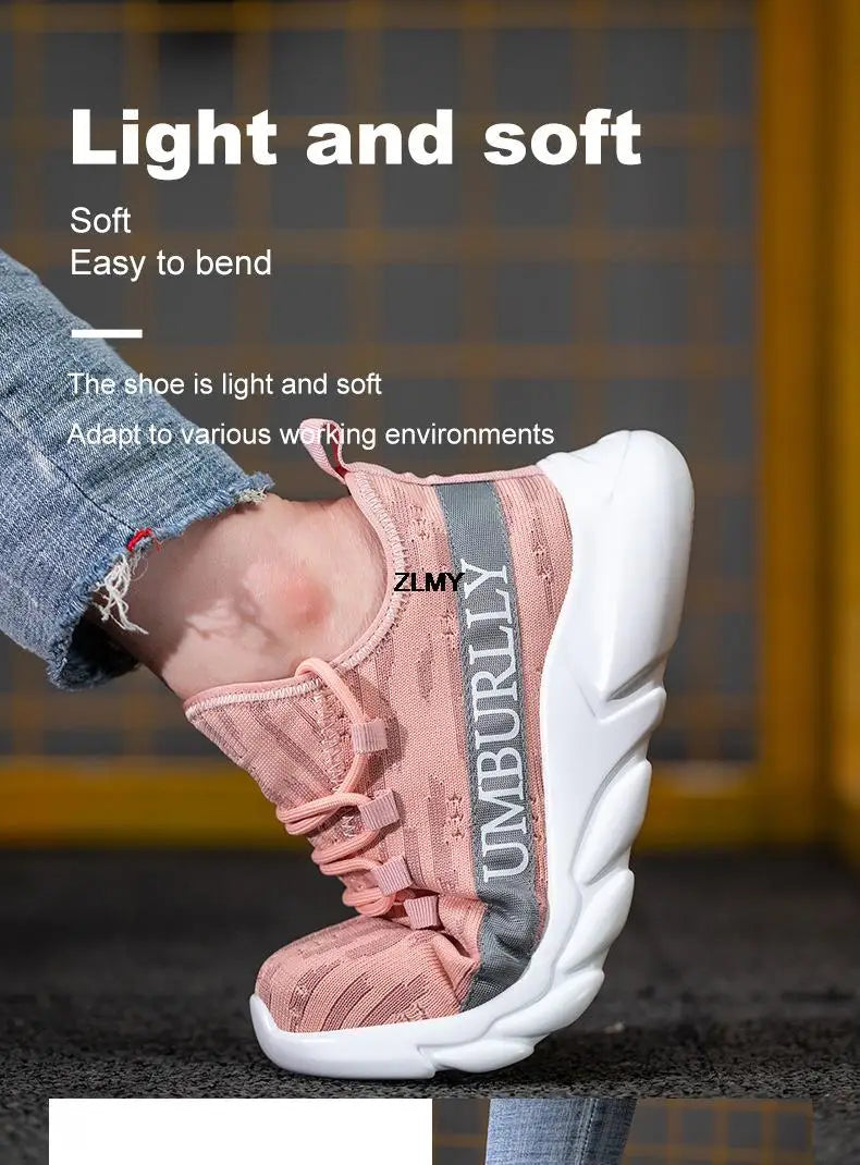 Women Safety Shoes New Steel Toe Work Safety Boots Breathable Working Sneaker Lightweight Sport Work Shoes Woman Boot Industrial