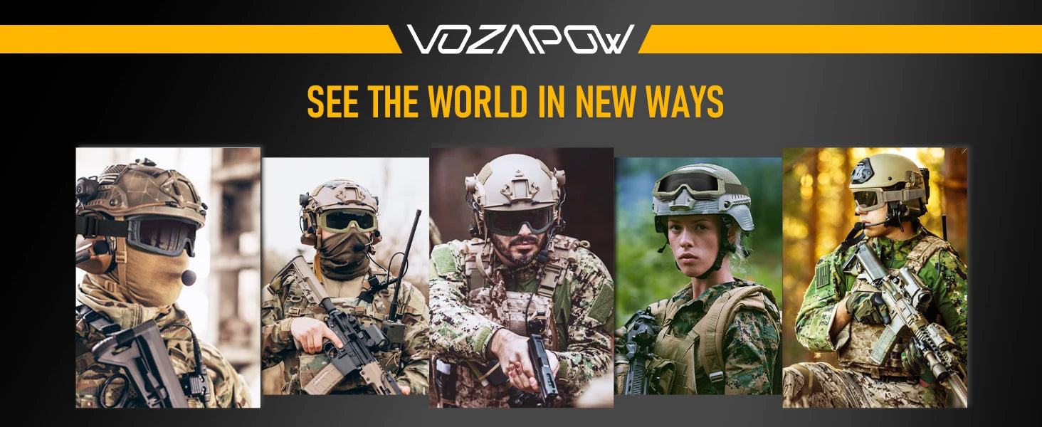 Vozapow Professional Shooting Glasses Anti Fog Impact Resistant Safety Sunglasses UV400 Mountaineering Airsoft Tactical Goggles