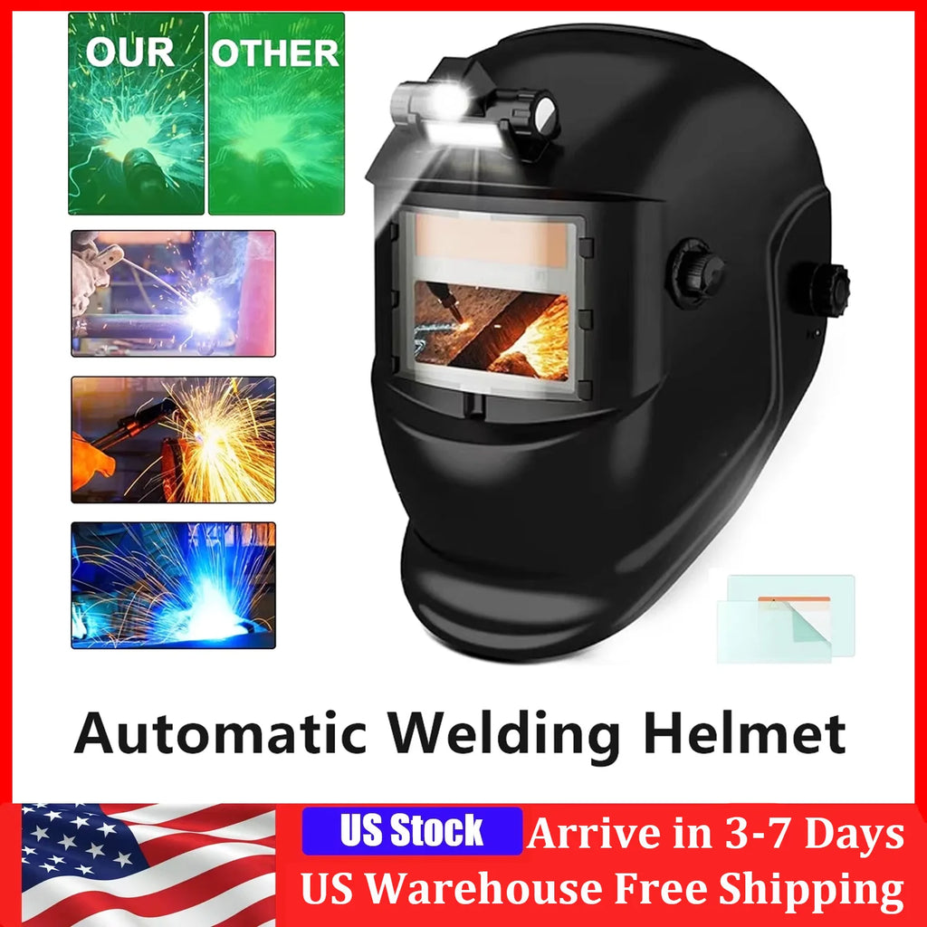 Welding Helmet Solar True Color Auto Darkening Welder Mask Adjustment Large View protective helmet For Arc Weld Grind Cut