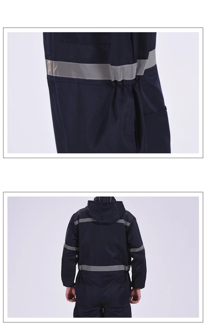 Hi Vis safety working overalls hooded coveralls workshop auto repairman mechanics jumpsuit dust proof working rompers Coal Miner