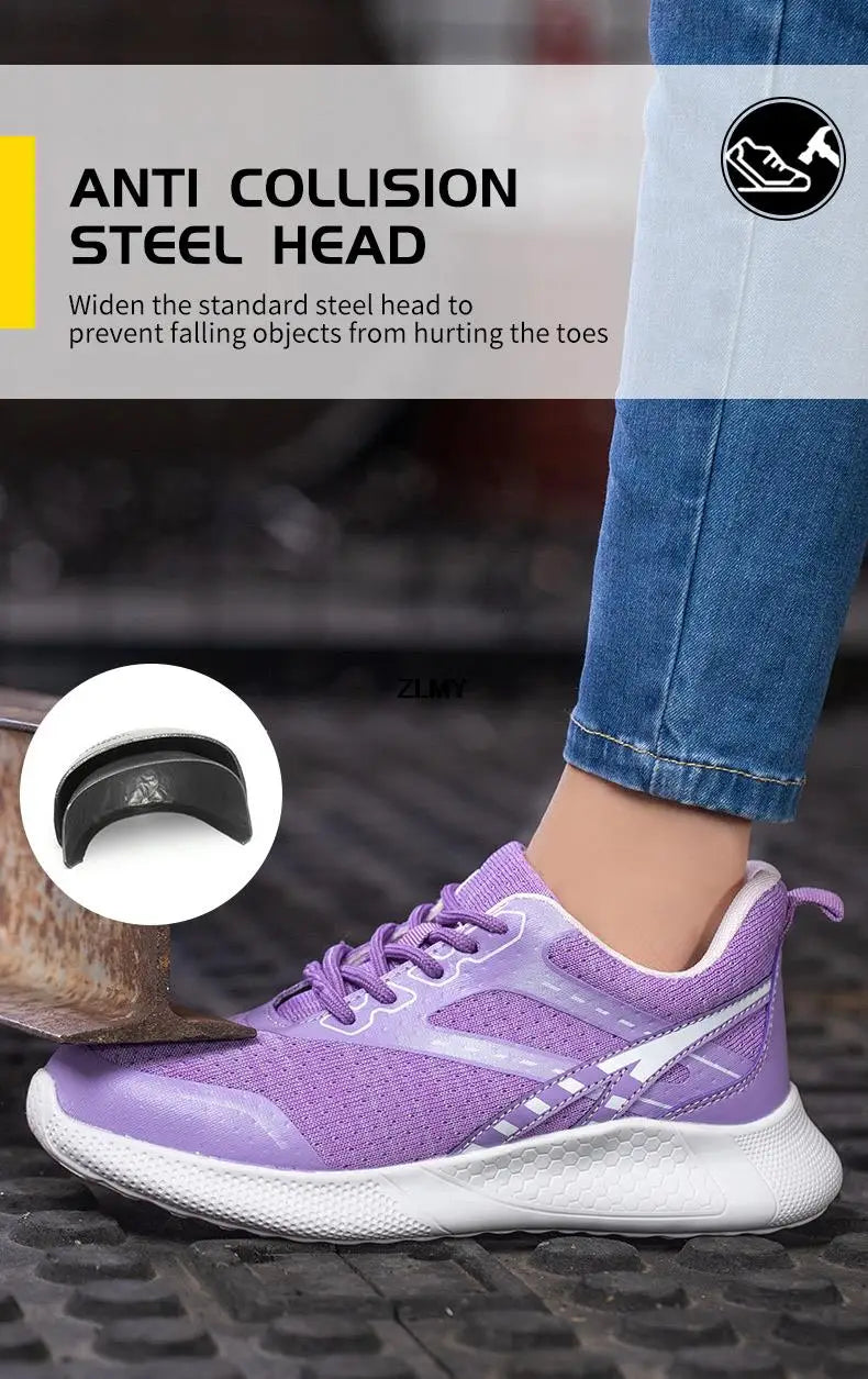 Women Safety Shoes New Steel Toe Work Safety Boots Breathable Working Sneaker Lightweight Sport Work Shoes Woman Boot Industrial