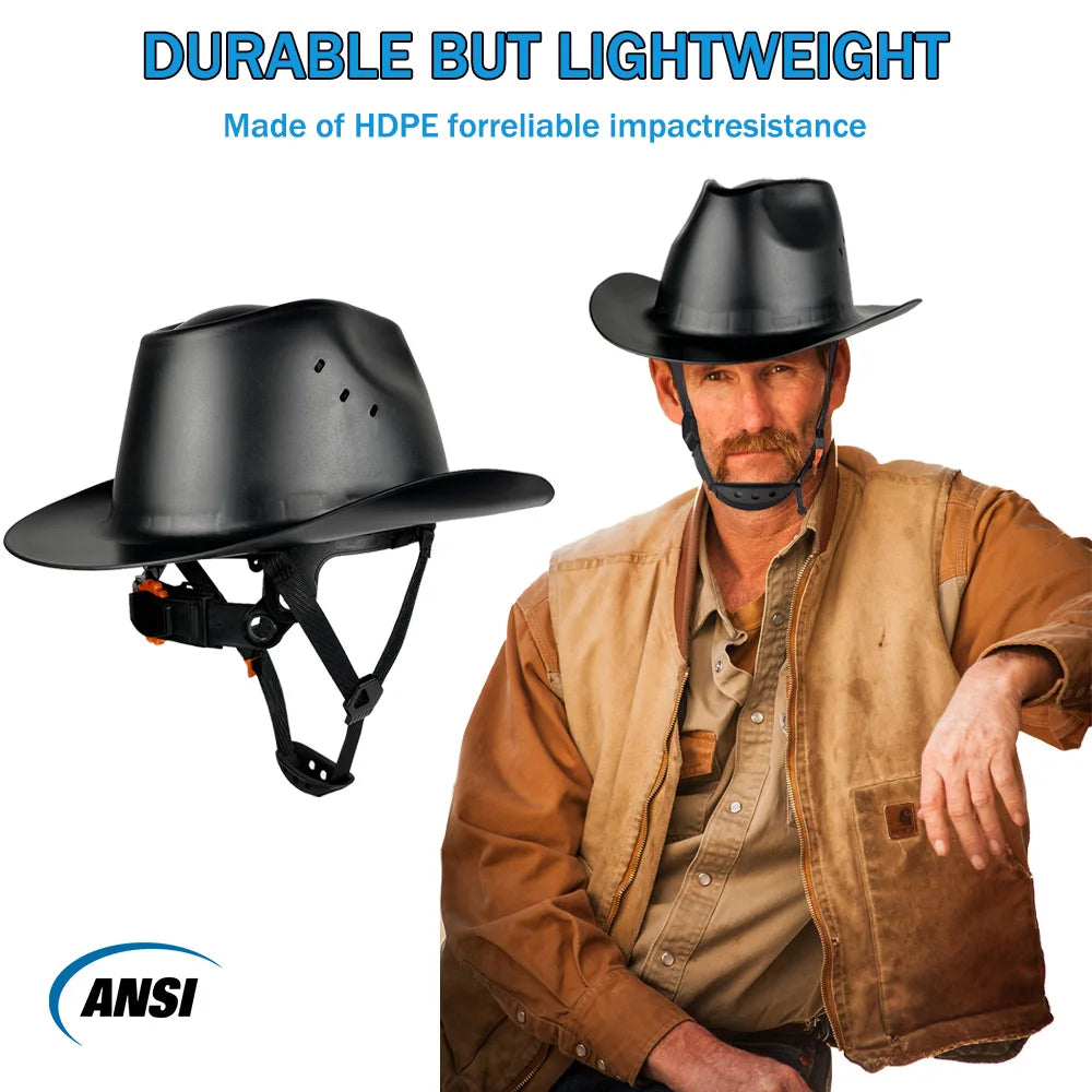Cowboy Safety Hard Hat ANSI Z89.1 Class C Vented Full Brim Helmet for Outdoor Construction Industrial Use