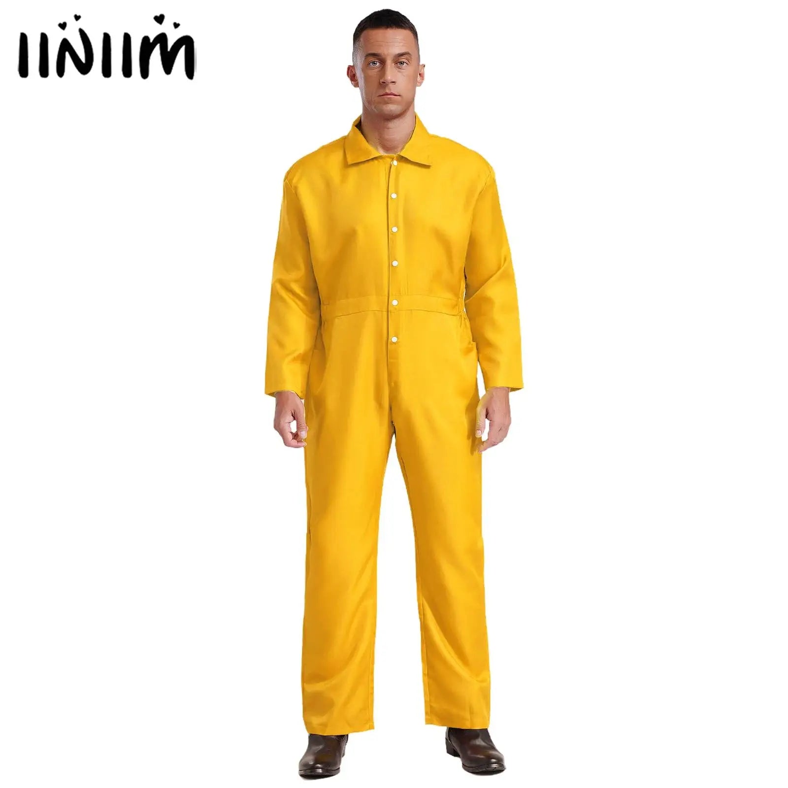 Mens Wear Button-up Work Coveralls Jumpsuit Resistant Overalls Costume Turn-down Collar Bodysuit Long Sleeve Workshops Uniforms
