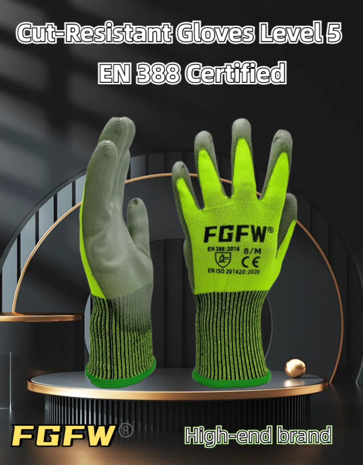 3 Pairs Military-Grade Level 5 Cut Resistant Gloves EN388/CE/ISO - HPPE Fiberglass, Anti-Slip Grip, Breathable for Industrial Sa