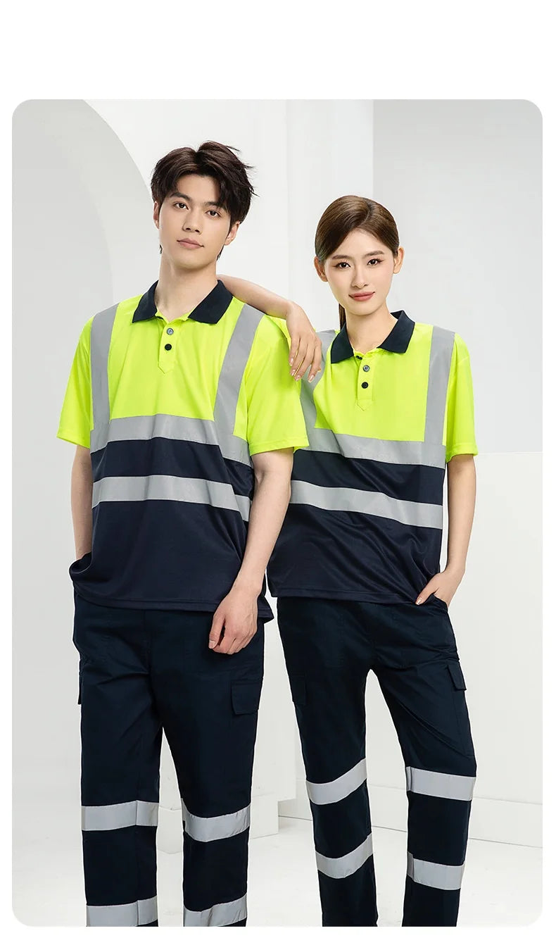 Hi Vis safety work clothes polo shirt safety Cargo pants work trousers Mechanic's repairman Working Shirt with trousers Coverall
