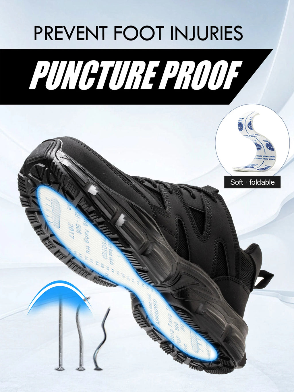 Women Safety Shoes Steel Toe Anti- Crush Lightweight Comfortable Anti- Slip Slip- Resistant Work Boots for Factory Floor