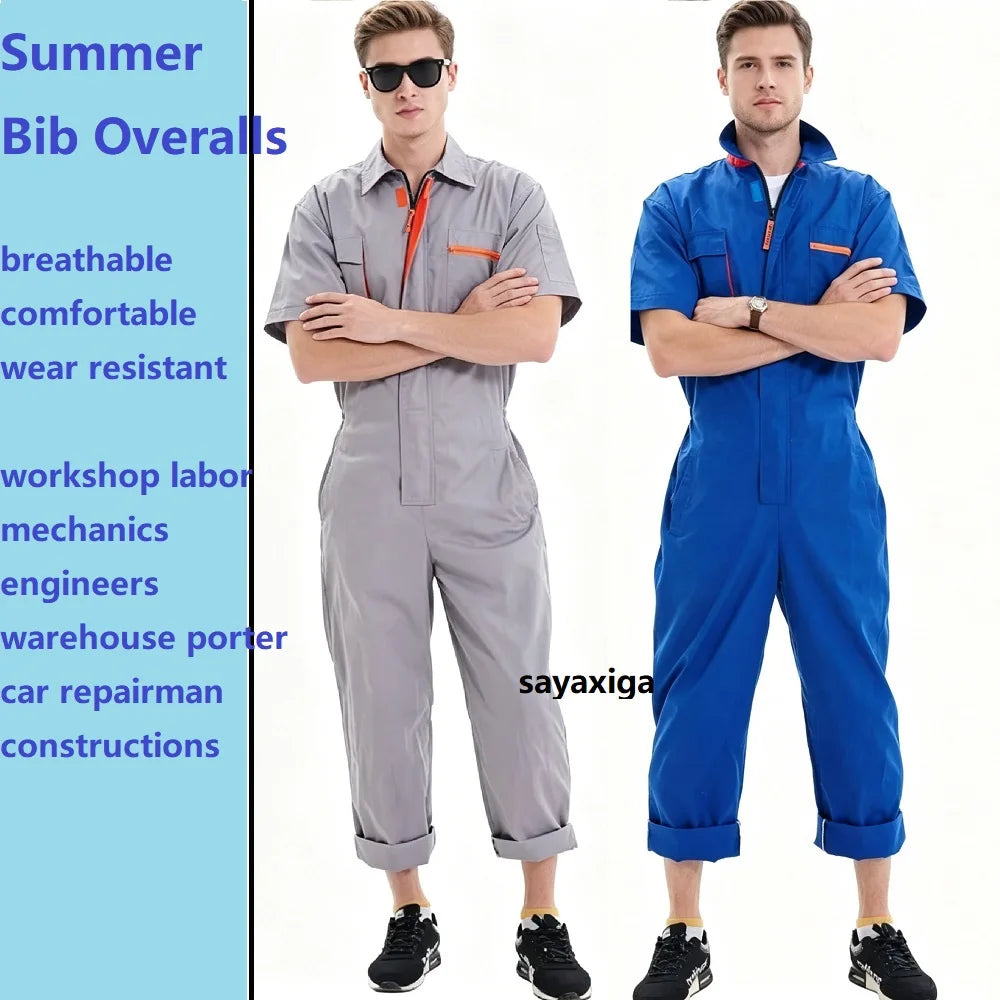 Work Coveralls Short Sleeve Men Women Protective Overalls Repairman Car Workwear Uniforms Summer Plus Size boiler Suit mechanics
