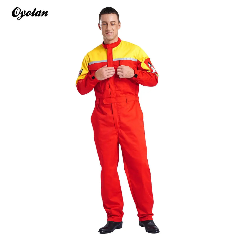 Mens Wear Resistant Anti-static Protective Jumpsuit Workwear Multi-pocket Reflective Straps Full-body Coveralls Workshop Uniform