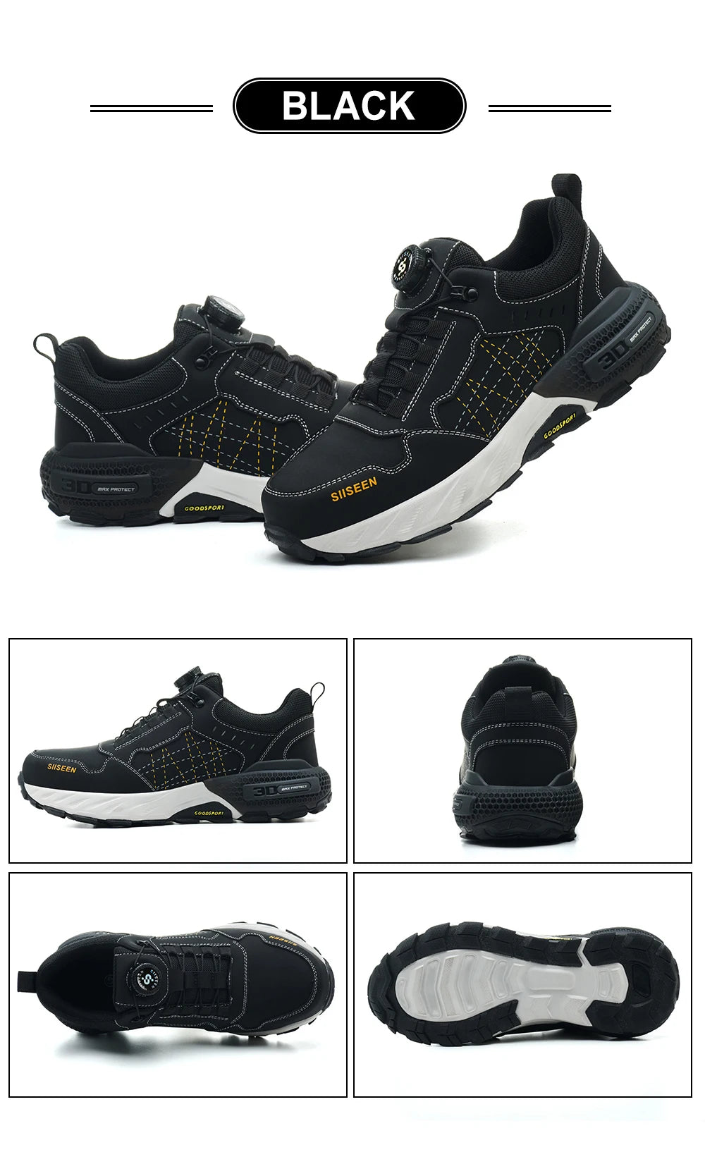 Men's Steel Toe Safety Shoes Anti-Puncture Anti-Slip Wear-Resistant Industrial Work Footwear Fashionable Men's Foot Protection