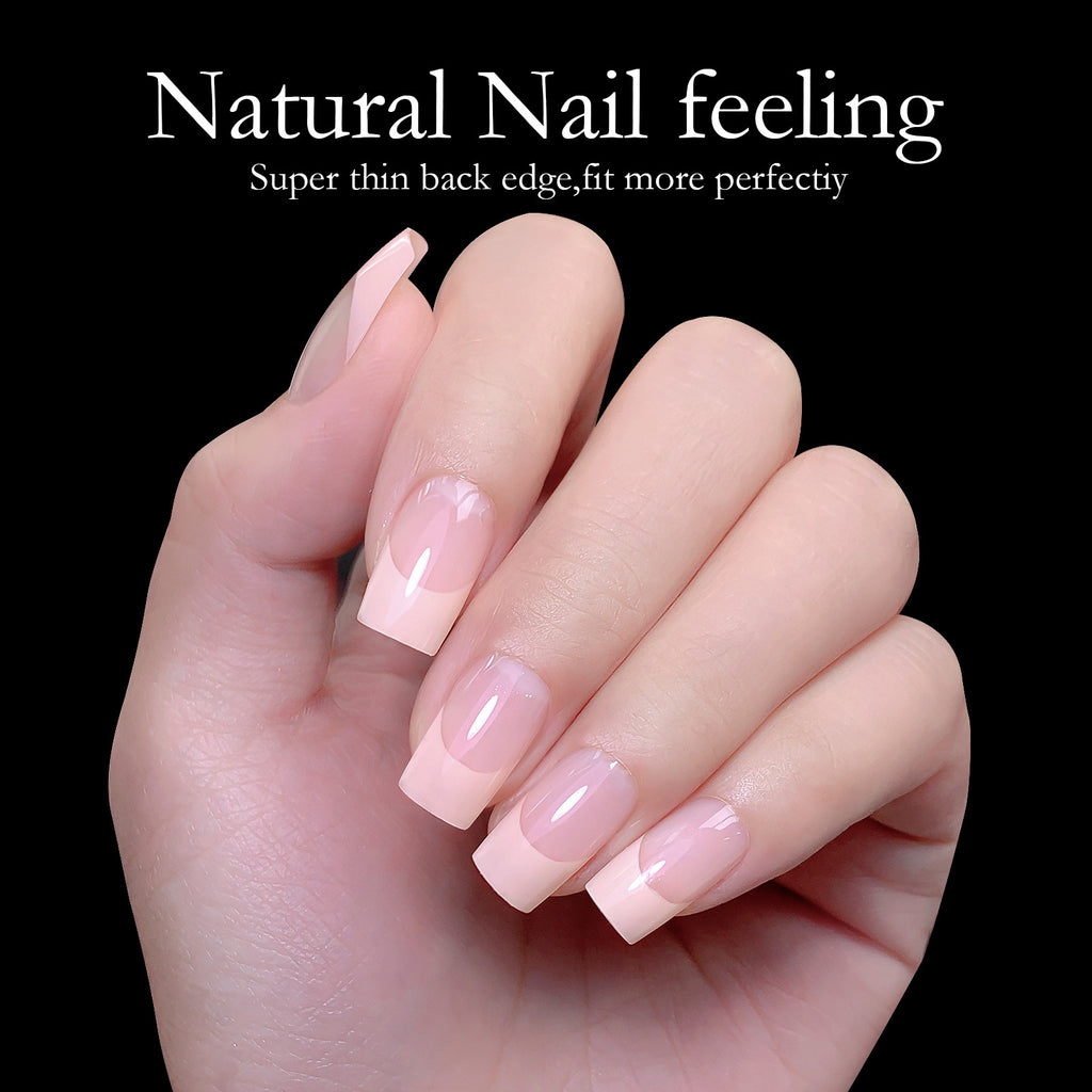 120pcs/box Acrylic French False Nails Medium Length Square Armor Full Cover Nail Tips Can Be Removable Mixed Size Press On Nails