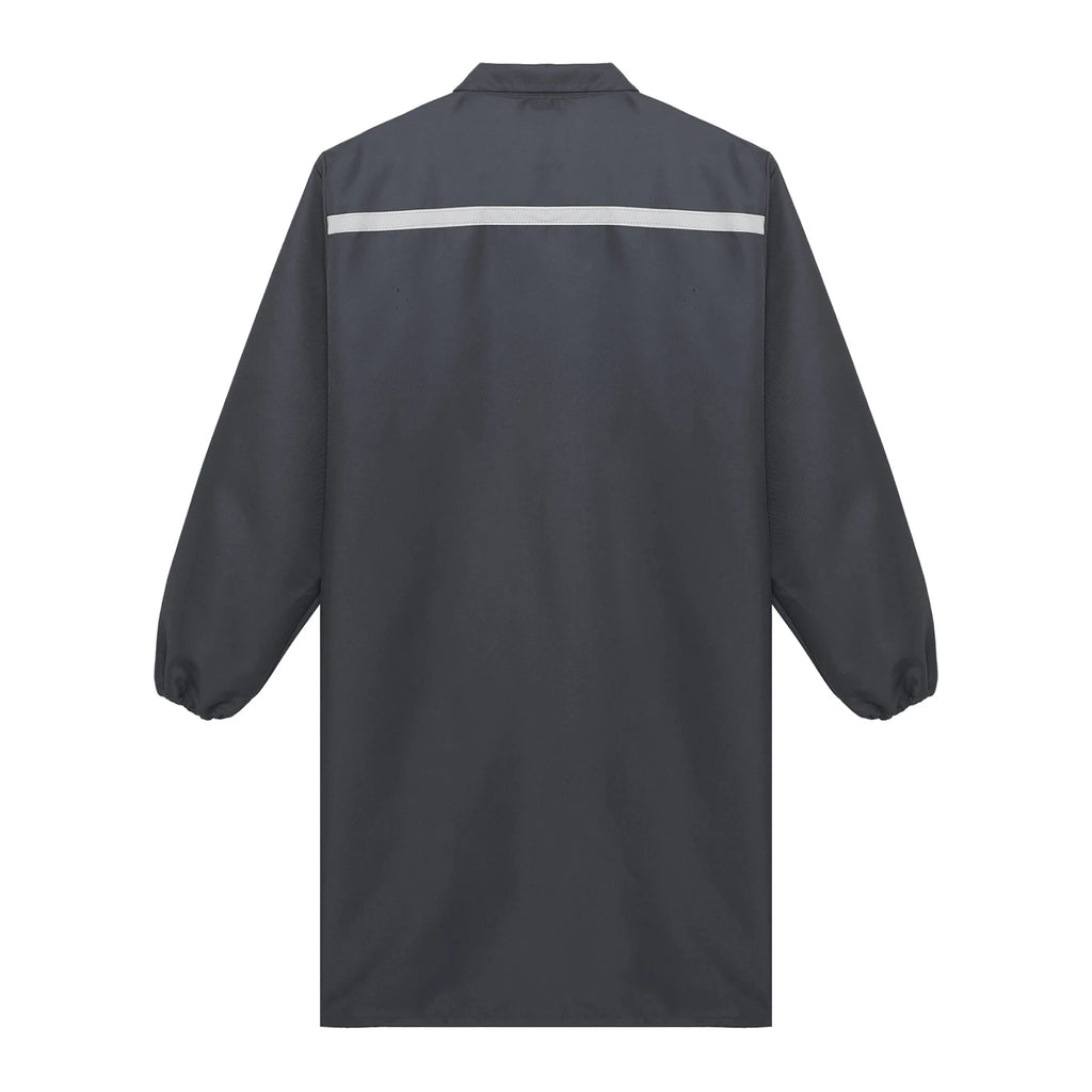 Mens Womens Factory Workshop Uniform Long Sleeve Pockets Button-up Coverall Reflective Strips Long Workwear Wear-resistant Coat