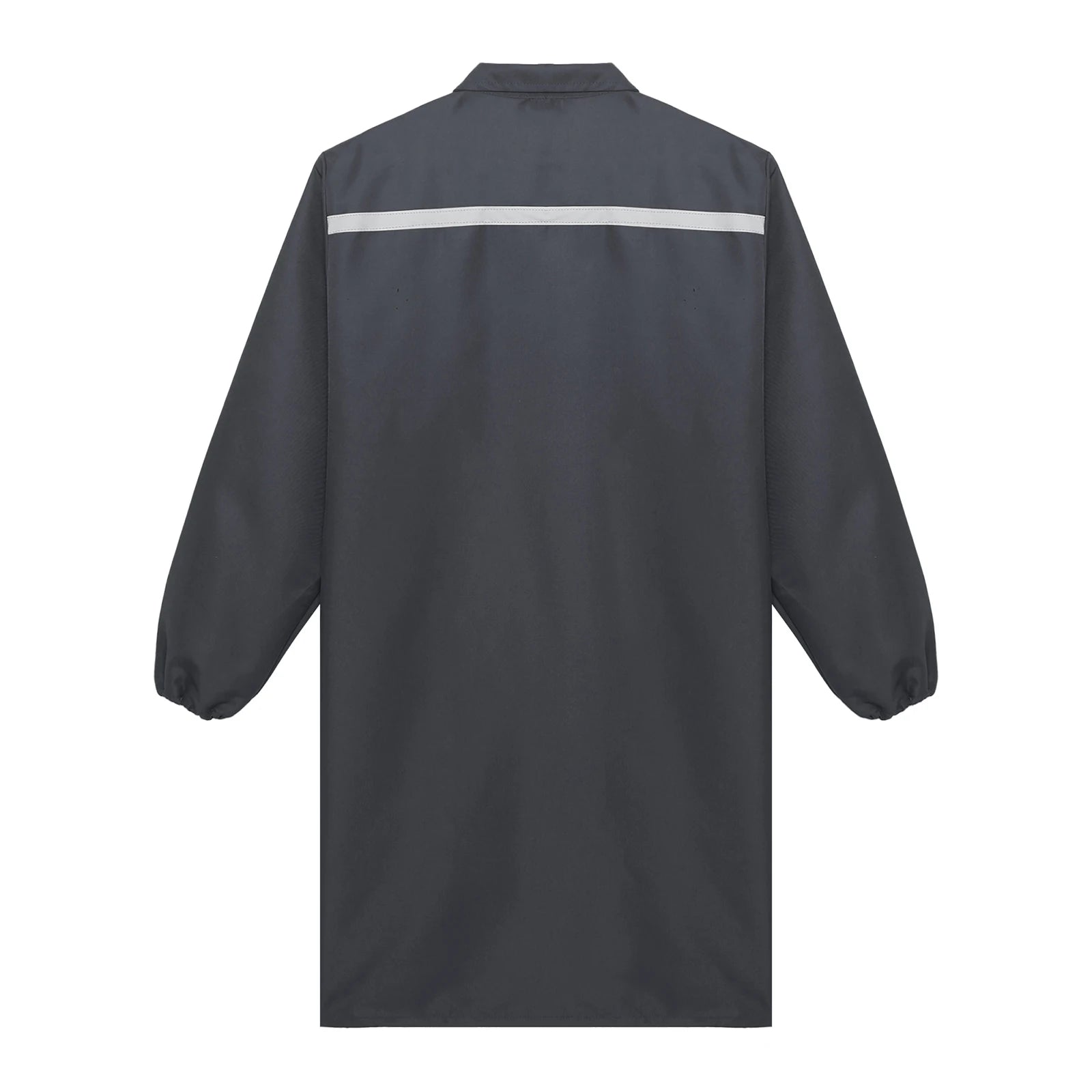 Mens Womens Factory Workshop Uniform Long Sleeve Pockets Button-up Coverall Reflective Strips Long Workwear Wear-resistant Coat