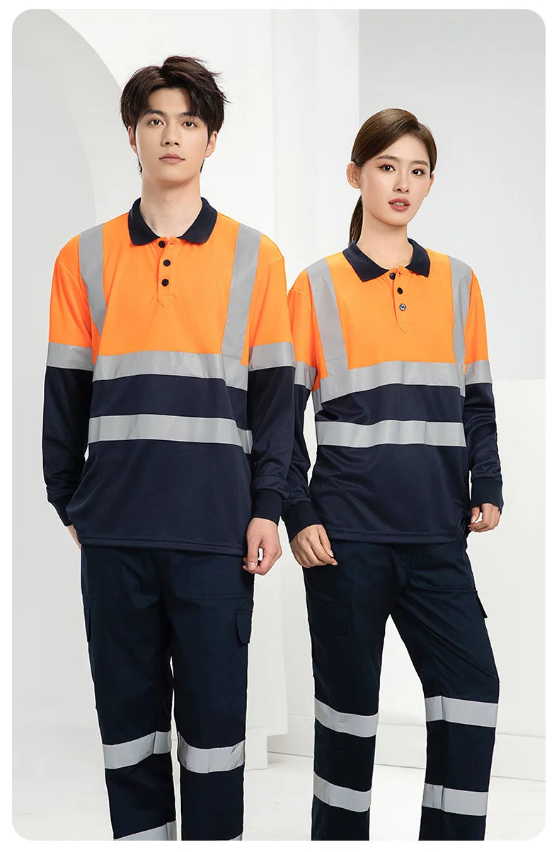 Hi Vis safety work clothes polo shirt safety Cargo pants work trousers Mechanic's repairman Working Shirt with trousers Coverall