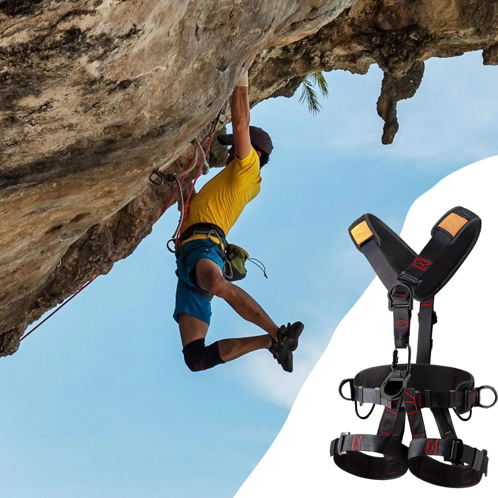 Climbing Harness Adjustable Fall Protection Harness Detachable Fall Harness For Men Tree Climbing Gear Safety Hunting