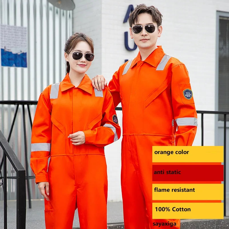 High Temperature Resistant Uniform Anti-static Flame Resistant Coveralls Hi Vis Safe Clothing Cotton Work Overall Welding Suit