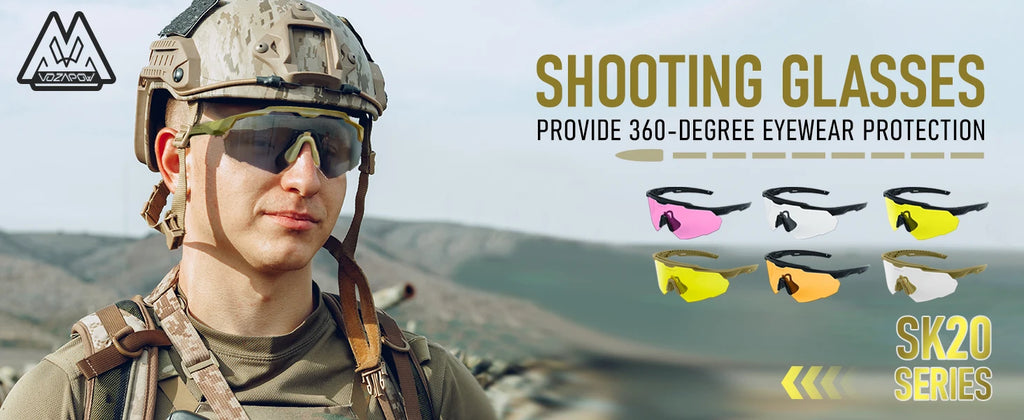 Vozapow Professional Shooting Glasses UV400 ANSI Z87.1 Safe Airsoft Tactical Goggles Anti Fog Mountaineering Fishing Sunglasses