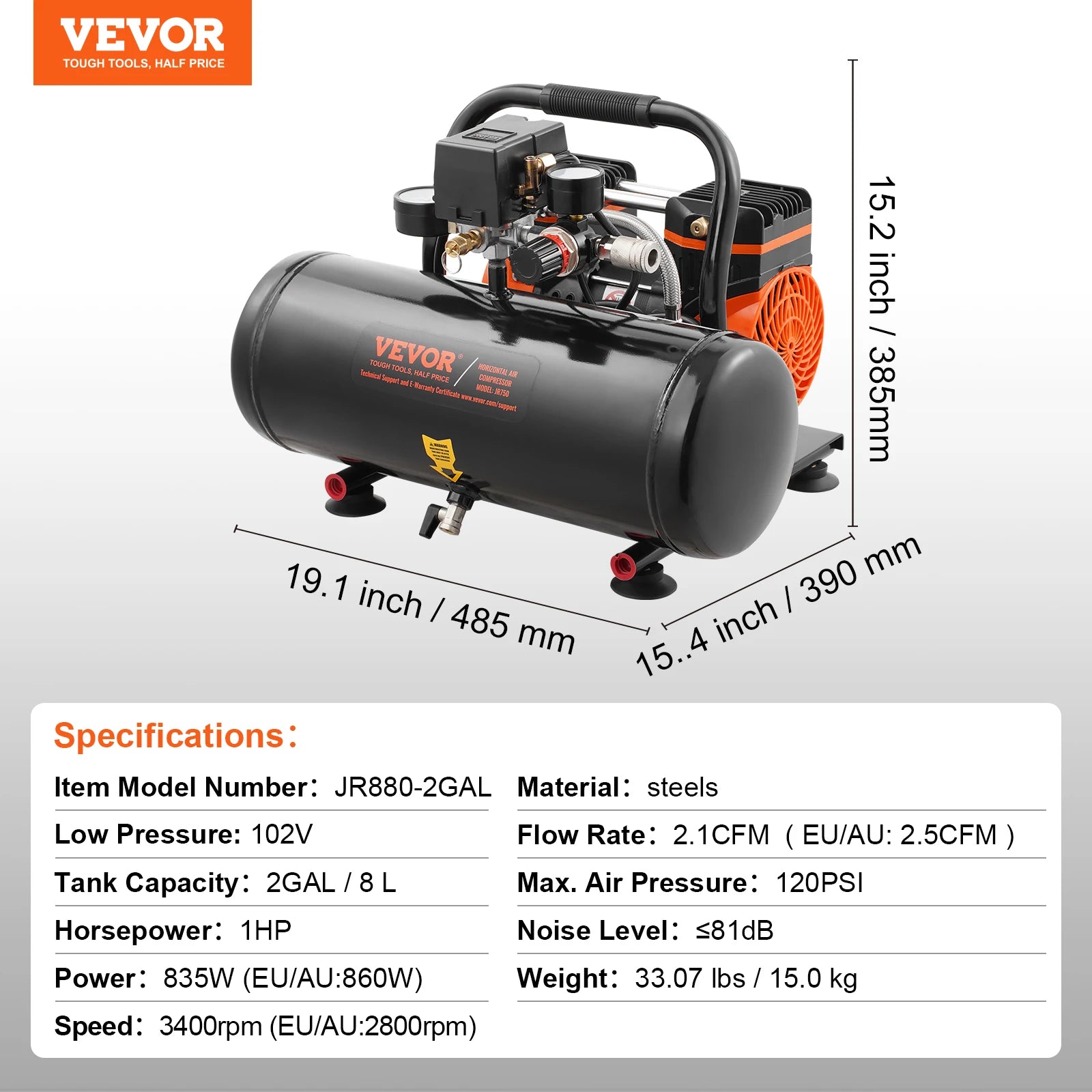 SucceBuy Air Compressor 750W/1450W/3000W Oil Free Air Compressor Quiet Portable Compressor Pump for Auto Repair Tire Inflation