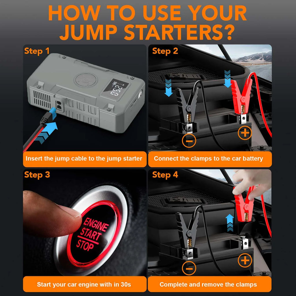 5-IN-1 Jump Starter 7000A,12V Car Battery Jump Starter with Air Compressor (Up to All Gas or 10.0L Diesel Engine)